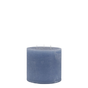 Macon Pillar Candle rustic w. 3 wicks 80 h H15/D15 cm sky blue