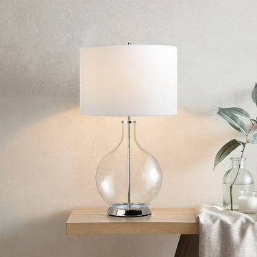 Pöytävalaisin lasi/kiillotettu nikkeli valkoisella varjostimella | ⌀36 cm | Orb-Elstead Lighting-Sasu’s sisustus- ja huonekaluliike