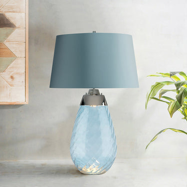 Pöytävalaisin sinisävyinen lasijalka ja varjostin | Lena - Blue-Elstead Lighting-Sasu’s sisustus- ja huonekaluliike