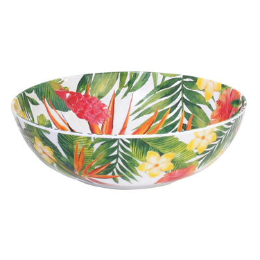 Puna-vihreäsävyinen salaattikulho melamiinia | Ø31 x 9,5 cm | Exotic Flowers-Les Jardins de la Comtesse-Sasu’s sisustus- ja huonekaluliike