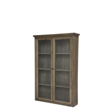 Puunvärinen seinäkaappi lasiovilla | 82 x 21 x 120 cm | Marseille-Chic Antique-Sasu’s sisustus- ja huonekaluliike
