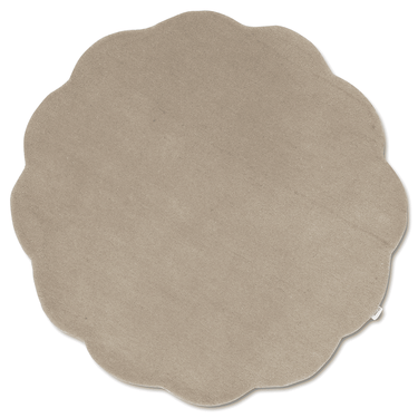 Pyöreä beige 1,5 cm paksu villamatto piparkakkureunalla | ⌀120 cm | Shell-Classic Collection-Sasu’s sisustus- ja huonekaluliike