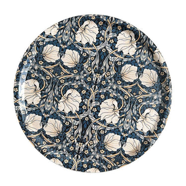 Pyöreä sinisävyinen tarjotin | ⌀38 cm | William Morris Pimpernel-Koustrup & Co.-Sasu’s sisustus- ja huonekaluliike