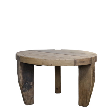 Kierrätyspuinen puunvärinen pyöreä sohvapöytä | Ø80 x 48 cm | Grimaud-Chic Antique-Sasu’s sisustus- ja huonekaluliike