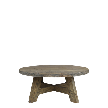 Kierrätyspuinen puunvärinen pyöreä sohvapöytä | Ø90 x 38 cm | Grimaud-Chic Antique-Sasu’s sisustus- ja huonekaluliike