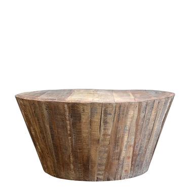 Kierrätyspuinen puunvärinen pyöreä sohvapöytä | Ø92 x 43 cm | Grimaud-Chic Antique-Sasu’s sisustus- ja huonekaluliike