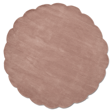Pyöreä vaaleanpunainen 1,5 cm paksu villamatto piparkakkureunalla | ⌀120 cm | Shell-Classic Collection-Sasu’s sisustus- ja huonekaluliike