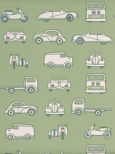 Road Trip Pea Green | non-woven tapetti | Storybook Papers