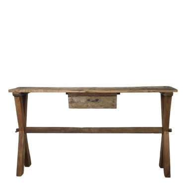 Kierrätyspuinen puunvärinen konsolipöytä | 152 x 36 x 85 cm | Grimaud-Chic Antique-Sasu’s sisustus- ja huonekaluliike