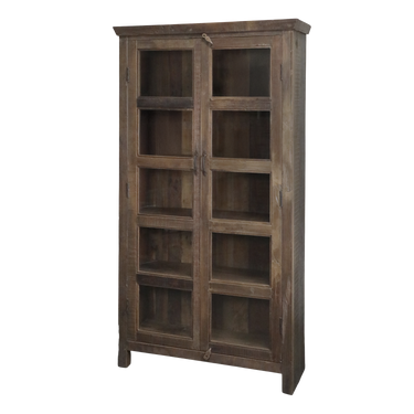 Ruskea lasivitriini kierrätyspuuta | 100 x 40 x 185 cm | Grimaud-Chic Antique-Sasu’s sisustus- ja huonekaluliike