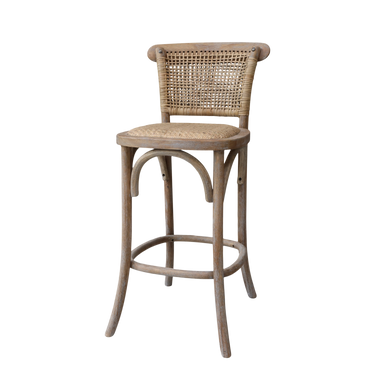 Ruskea rottinkinen baarituoli | 51,5 x 43,5 x 103 cm | French Rustic Collection-Chic Antique-Sasu’s sisustus- ja huonekaluliike