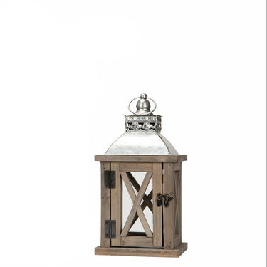 Ljuslykta hög Trä Zink Old Wood set of 2 | 24x24x50cm
