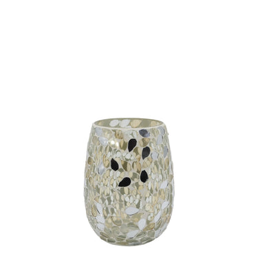Samppanjanvärinen mosaiikkilasinen kynttilälyhty | ⌀10 x 14 cm-Chic Antique-Sasu’s sisustus- ja huonekaluliike
