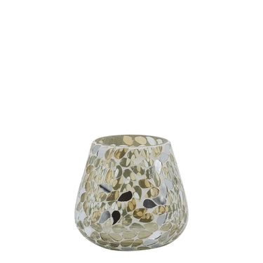 Samppanjanvärinen mosaiikkilasinen kynttilälyhty | ⌀11 x 12 cm-Chic Antique-Sasu’s sisustus- ja huonekaluliike