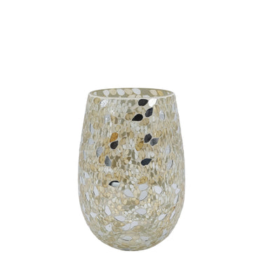 Samppanjanvärinen mosaiikkilasinen kynttilälyhty | ⌀15 x 23 cm-Chic Antique-Sasu’s sisustus- ja huonekaluliike