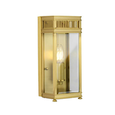 Seinävalaisin harjattu messinki | Ulkokäyttöön | 13 x 11 x 31 cm | Holborn | (IP44)-Elstead Lighting-Sasu’s sisustus- ja huonekaluliike
