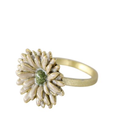 Napkin Ring w. flower H6/D4 cm antique cream