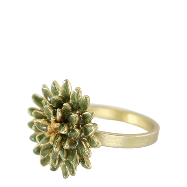 Napkin Ring w. flower H6/D4 cm antique verte