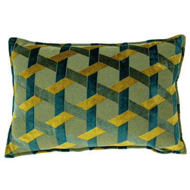 Sini-keltainen sisustustyyny | L60xK40cm | Delano Velvet Jacquard Teal-Riva Home-Sasu’s sisustus- ja huonekaluliike