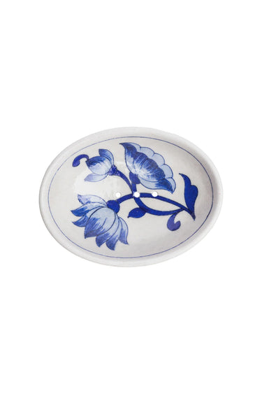 Sini-valkoinen saippuakuppi | 13 x 10 x 4 cm | BLUE POTTERY-Tranquillo-Sasu’s sisustus- ja huonekaluliike