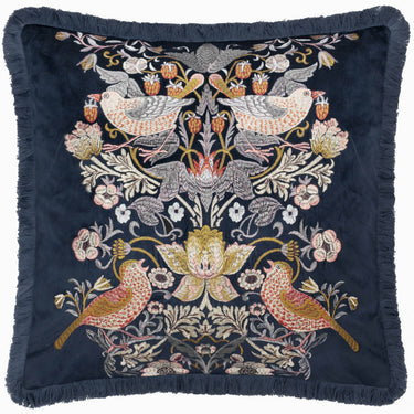 Sisustustyynyliina tummansininen hapsureunat | 50 x 50 cm | William Morris Strawberry Thief -mallisto-Morris & Co. / Riva Home-Sasu’s sisustus- ja huonekaluliike