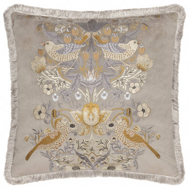 Sisustustyynyliina vaalea beige hapsureunat | 50 x 50 cm | William Morris Strawberry Thief -mallisto-Morris & Co. / Riva Home-Sasu’s sisustus- ja huonekaluliike