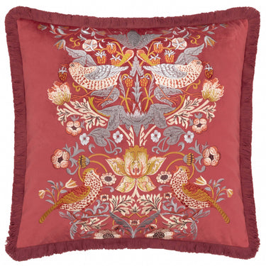 Sisustustyynyliina marjanpunainen hapsureunat | 50 x 50 cm | William Morris Strawberry Thief -mallisto-Morris & Co. / Riva Home-Sasu’s sisustus- ja huonekaluliike