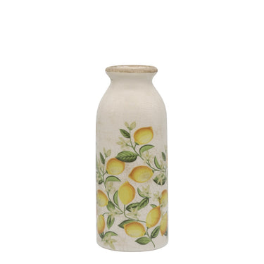 Limone Blossom Bottle w. lemons and flowers H20/D8 cm cream