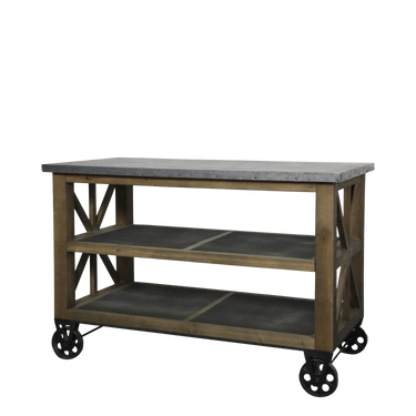 Tarjoiluvaunu metallipyörillä | 120 x 59,5 x 90 cm-Chic Antique-Sasu’s sisustus- ja huonekaluliike