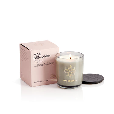 Tuoksukynttilä 210g puukannella | French Linen Water-Max Benjamin-Sasu’s sisustus- ja huonekaluliike
