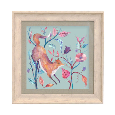 Sisustustaulu kettu sinisellä taustalla | 46 x 46 cm | Woodland Tales-Riva Home-Sasu’s sisustus- ja huonekaluliike