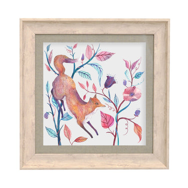 Sisustustaulu kettu valkoisella taustalla | 46 x 46cm | Woodland Tales-Riva Home-Sasu’s sisustus- ja huonekaluliike