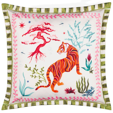 Vaaleanpuna-vihreäsävyinen sisustustyynyliina ulkokäyttöön | 50 x 50 cm | Tiger Dream-Riva Home-Sasu’s sisustus- ja huonekaluliike