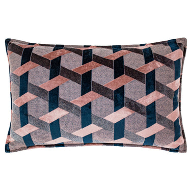 Vaaleanpunainen ja sininen sisustustyyny | L60xK40cm | Delano Velvet Jacquard Navy-Riva Home-Sasu’s sisustus- ja huonekaluliike