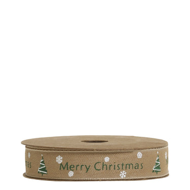 Ribbon w. Merry Christmas L5 m/W1.5 cm latte
