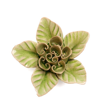Vaaleanvihreä lootus-posliinikukka | 10,9 x 5,1 cm-Chive-Sasu’s sisustus- ja huonekaluliike
