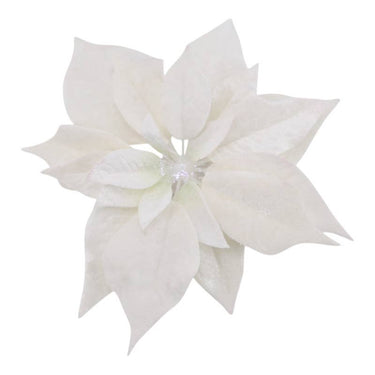 Valkoinen joulutähtikoriste klipsillä ja led-valolla | Ø25 cm-Floratexx-Sasu’s sisustus- ja huonekaluliike