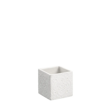 Valkoinen neliskulmainen kuppi keramiikkaa | 6 x 6 x 6 cm | Orient-Cult Design-Sasu’s sisustus- ja huonekaluliike