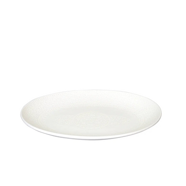 Valkoinen soikea tarjoiluvati keramiikkaa | 36 x 26,5 x 3,5cm | Orient-Cult Design-Sasu’s sisustus- ja huonekaluliike