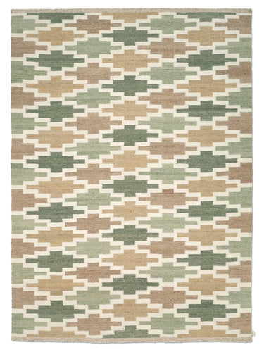 Vihreä-beige salmiakkikuvioitu 0,7 cm paksu villamatto | Korsnäs Green-Beige-Classic Collection-Sasu’s sisustus- ja huonekaluliike