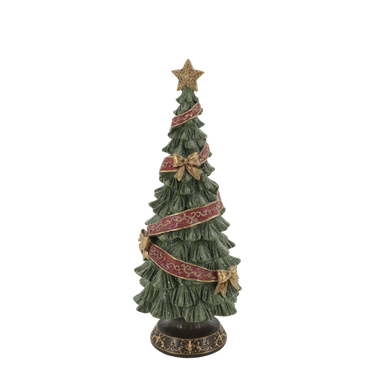Vihreä joulukuusikoriste ruseteilla | ⌀15 x 40 cm | Noël-Chic Antique-Sasu’s sisustus- ja huonekaluliike