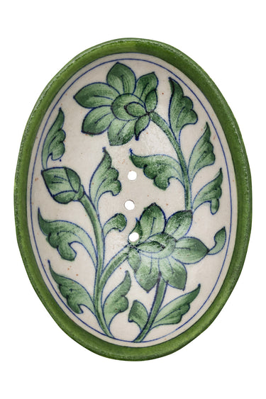 Vihreänsävyinen saippuakuppi | BLUE POTTERY | L10 x S4 x K13 cm-Tranquillo-Sasu’s sisustus- ja huonekaluliike