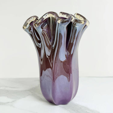 Violetti maljakko Murano-lasia | Ø 18 x 25 cm | Fazzoletto-Murano Dream-Sasu’s sisustus- ja huonekaluliike