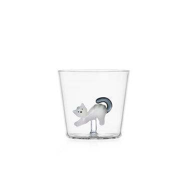 Juomalasi "White cat grey tail" | 34 cl | Tabby Cat