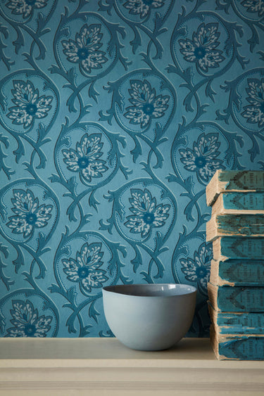 Hoja Air Force Blue | non-woven tapetti | National Trust Papers III