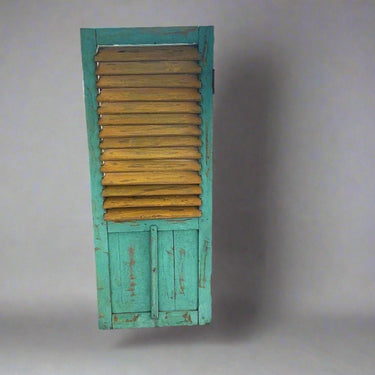 3 kpl kelta-turkooseja ikkunaluukkuja | 40 x 3 x 110cm | Vintage