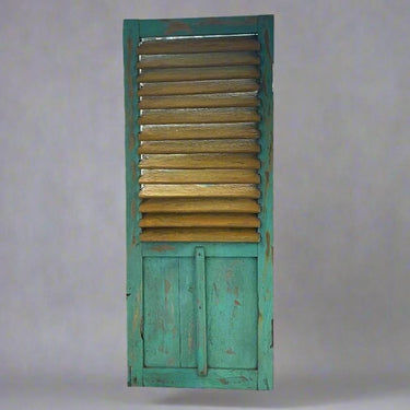 3 kpl kelta-turkooseja ikkunaluukkuja | 40 x 3 x 110cm | Vintage-Vintage by Sasu's-Sasu’s sisustus- ja huonekaluliike
