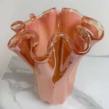 Aprikoosinsävyinen maljakko Murano-lasia | Ø 20 x 31 cm | Fazzoletto