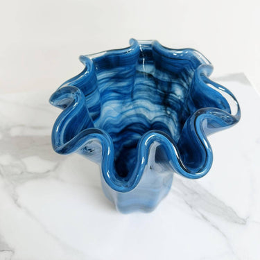Sini-musta maljakko Murano-lasia | Ø 18 x 25 cm | Fazzoletto
