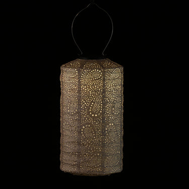 Vaalean roosan sävyinen aurinkokennolyhty | Ø18 x 33 cm | Paisley Cylinder